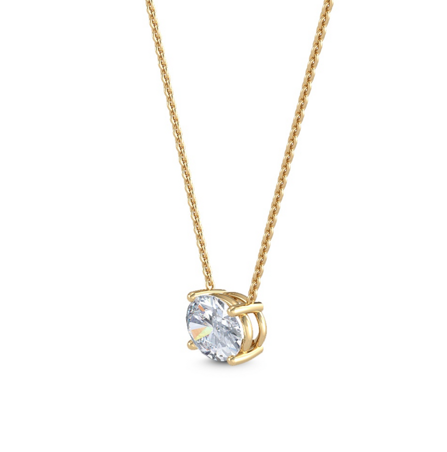 14K Gold Oval Lab Grown Diamond Solitaire Pendant