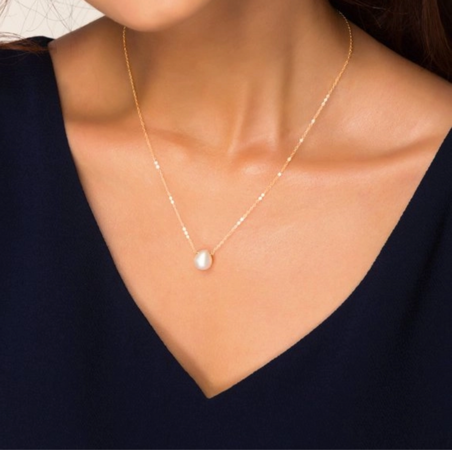 Floating pearl 2025 necklace white gold