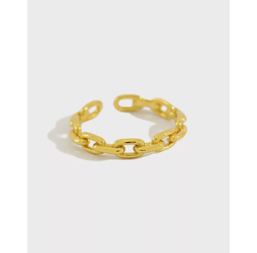 925 silver/18KT gold plated chain link ring