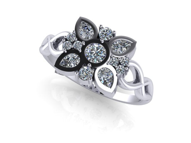 Unique Diamond accent Engagement ring