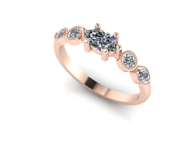Marquis moissanite Diamond accent engagement ring