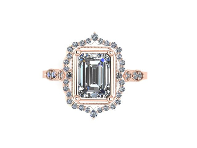 unique halo emerald engagement ring