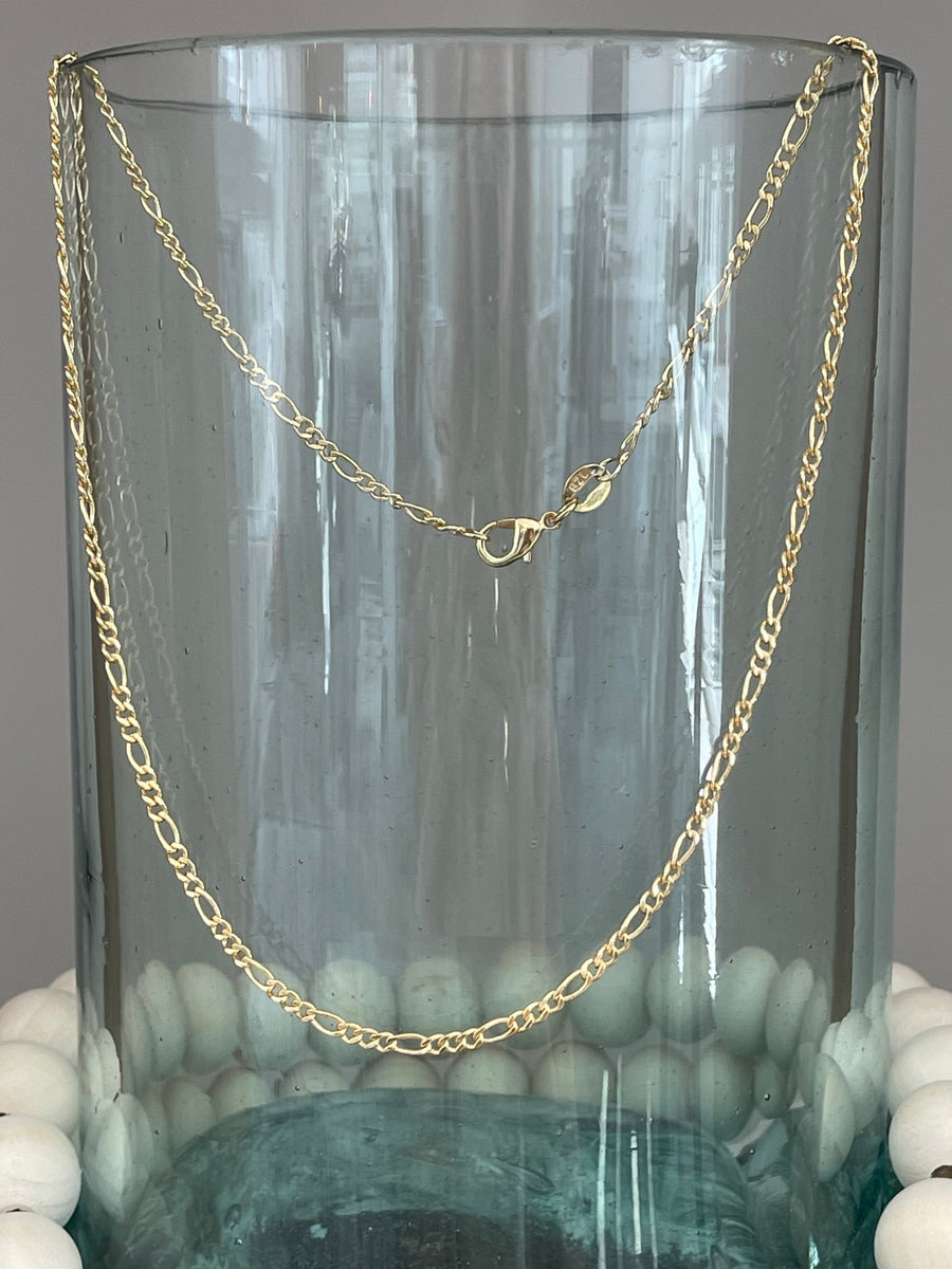 18K Gold Plated 3mm Figaro Chain Necklace