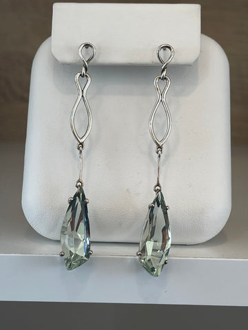 Green quartz drop earrings