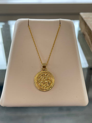 Gold Adina charm necklace-caspian coin