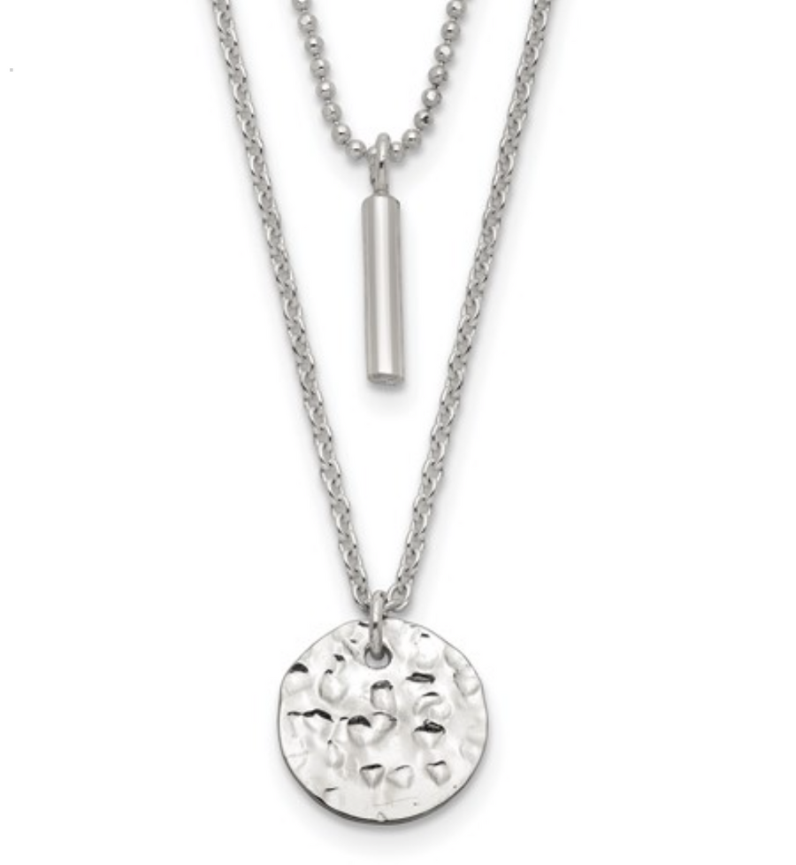 2 strand hammer circle and bar necklace
