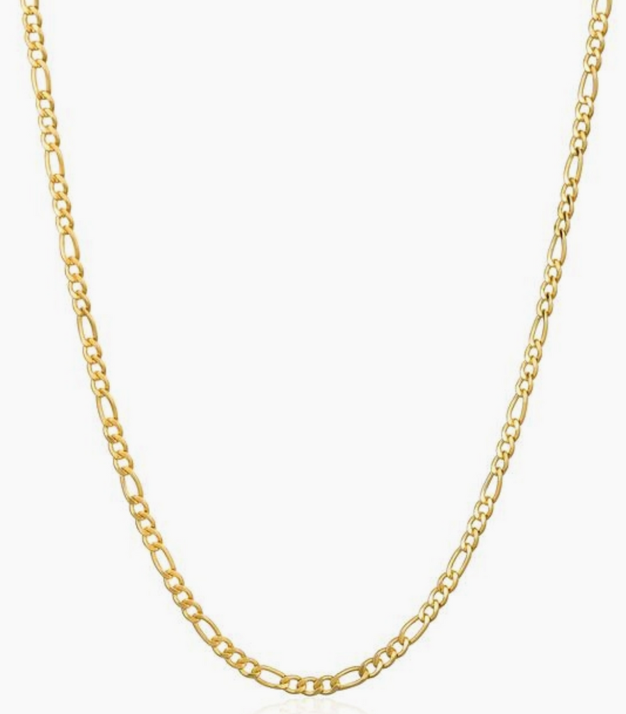 18K Gold Plated 3mm Figaro Chain Necklace