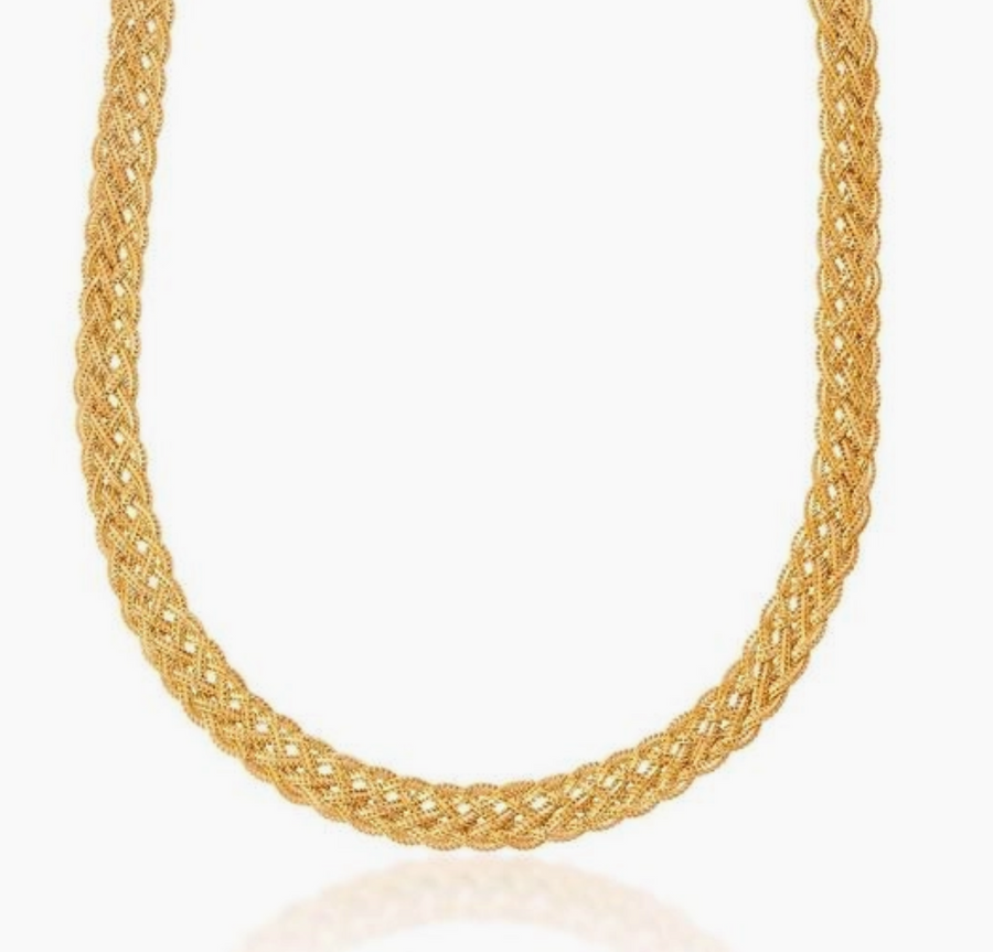 18K Gold Plated 4mm Braided Herringbone Necklace