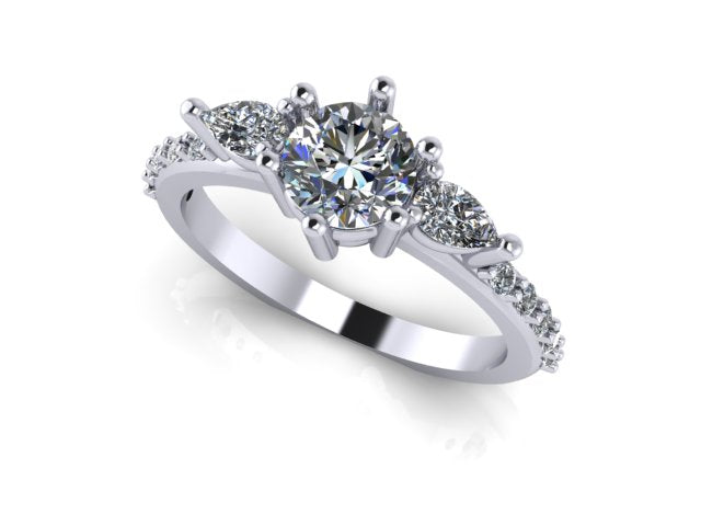 unique three stone diamond engagement ring