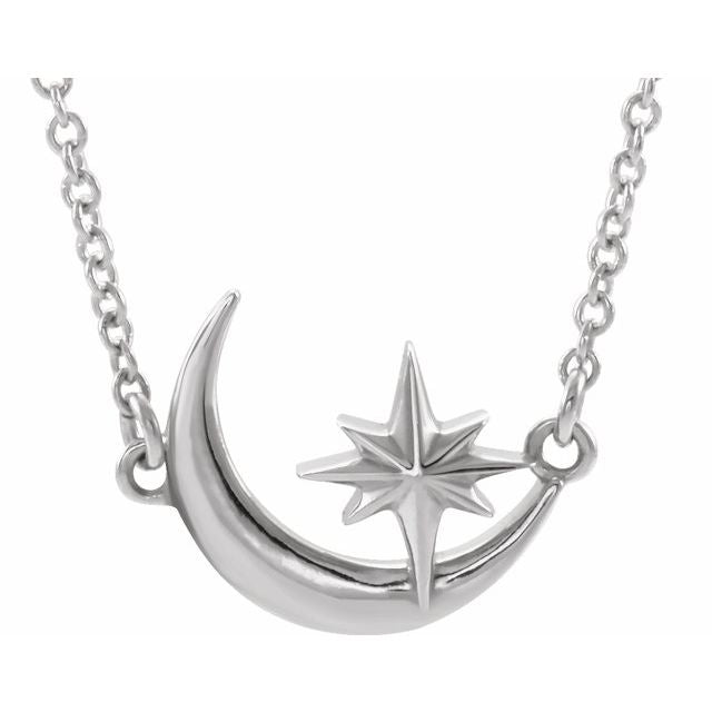 Crescent moon and star necklace