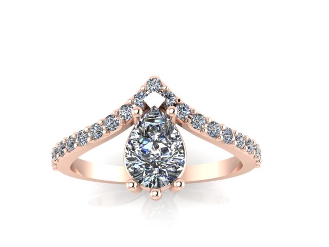 Pear diamond accent ring with curved band