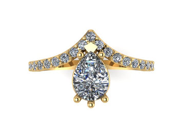 Pear diamond accent ring with curved band