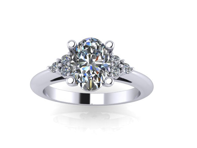 Oval diamond accent engagement ring