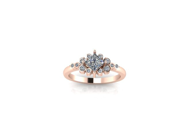 Unique princess diamond accent engagement ring
