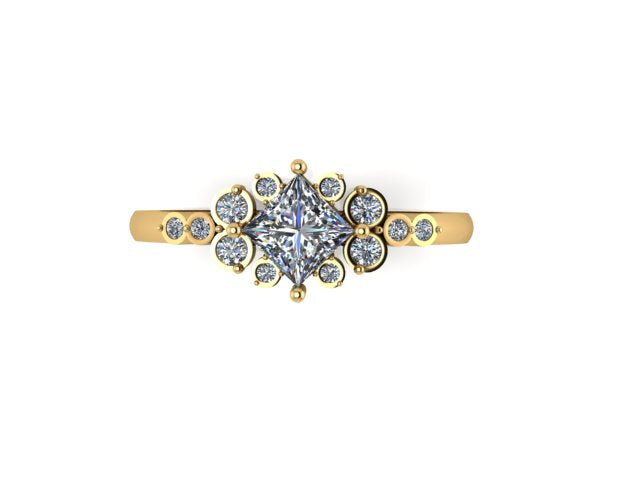 Unique princess diamond accent engagement ring