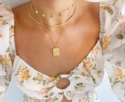 14KT gold plated initial rectangle pendant