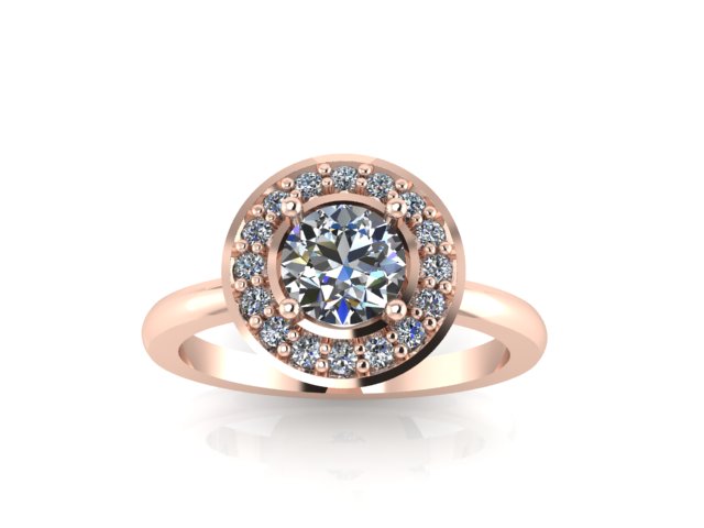 Bezel set round halo engagement ring