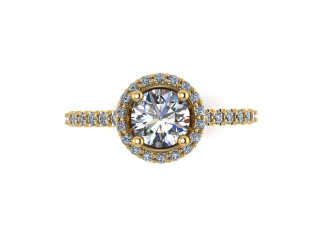 Halo engagment ring with diamond accents