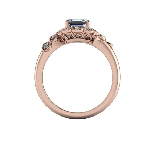 Asscher halo engagement ring