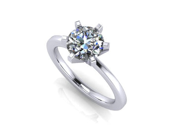 six prong round solitaire engagement ring
