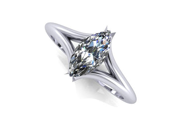 solitaire marquis split shank engagement ring
