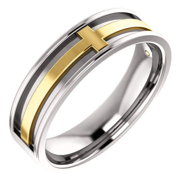 14KT white/rose or White/yellow cross band